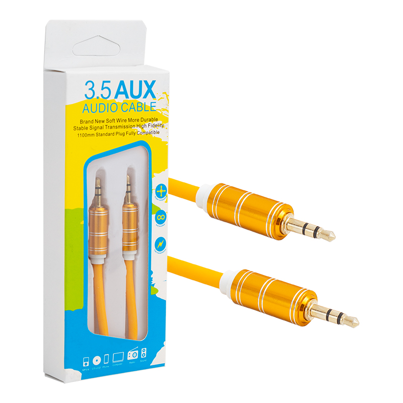 3.5 MM ERKEK/ERKEK 1.1 MT METAL BAŞLIK STEREO AUX KALIN SİLİKONLU KABLO (5271)