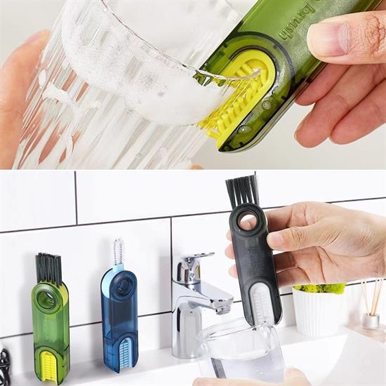 3 Fonksiyonlu Pratik Şişe Temizleme Fırçası Mutfak Banyo Araç İçin Çok Amaçlı Fırça (5271)