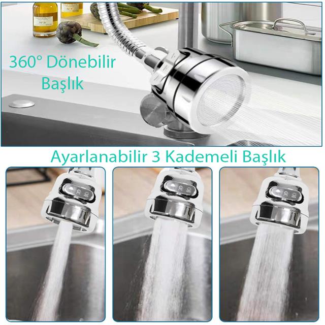3 Kademeli Tasarruflu Universal Mutfak Musluk Başlığı (5271) 3 Kademeli Tasarruflu Universal Mutfak Musluk Başlığı (5271)