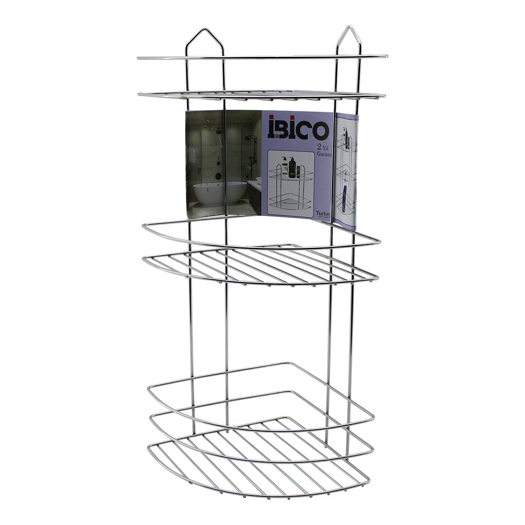 3 KATLI - ÜÇGEN   KROM   METAL  BANYO KÖŞELİK - DUŞKABİN RAF (5271)
