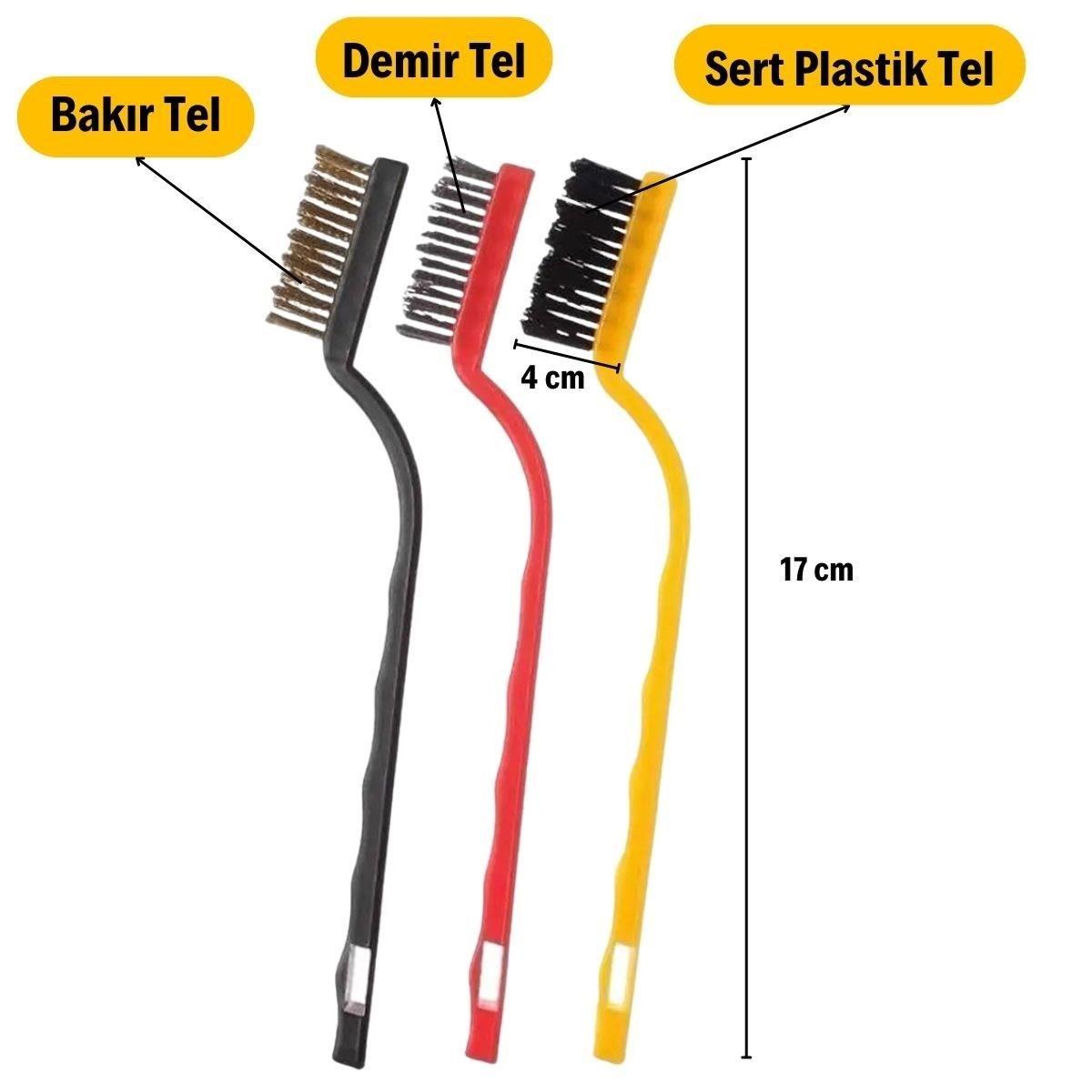 3 lü Detaylı Temizlik Bakır,Demir ve Sert Plastik Tel Fırça (5271) 3 lü Detaylı Temizlik Bakır,Demir ve Sert Plastik Tel Fırça (5271)
