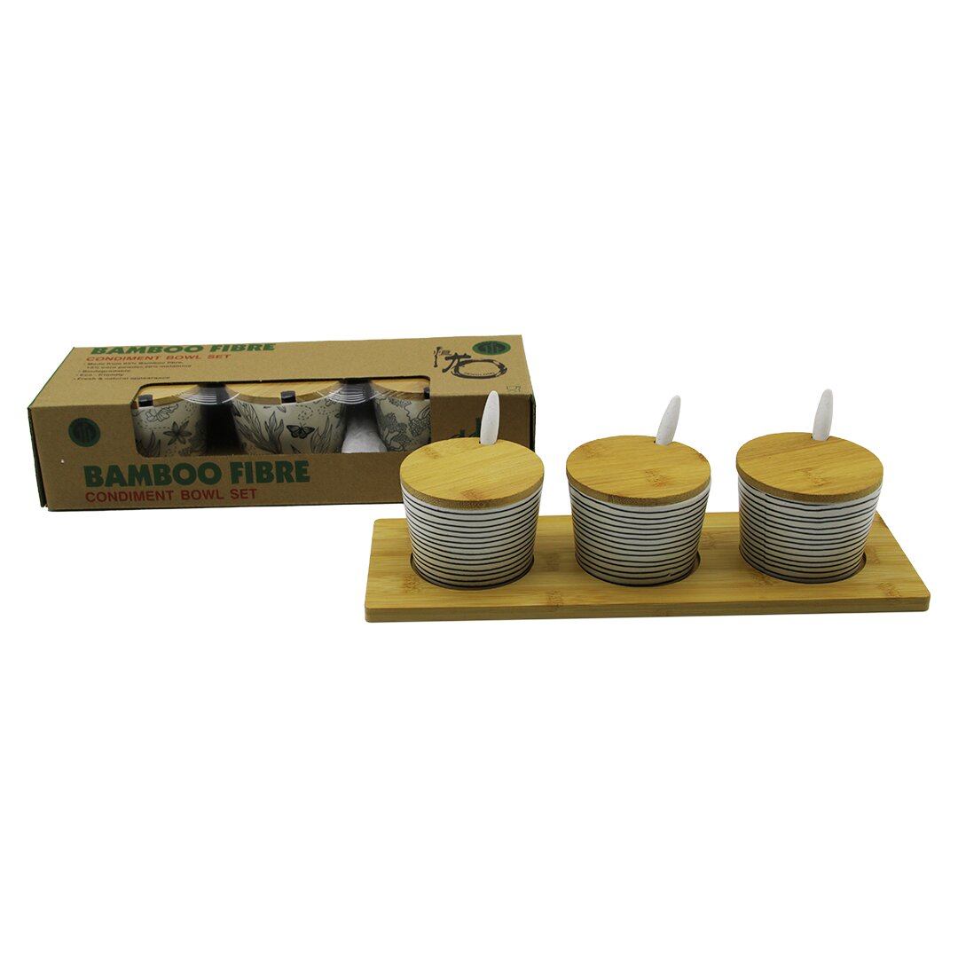 3 PCS BAMBU KAPAK - ALTLIK FİBER - MELAMİN BAHARATLIK TAKIM (5271)