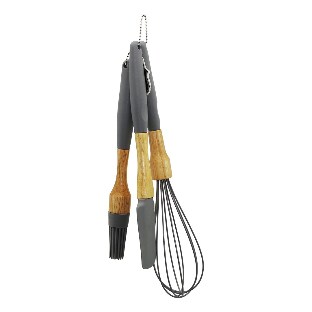 3 PCS SİLİKON ÇIRPICI - FIRÇA - SPATULA SETİ AHŞAP BAMBU SAP - SİLİKON KILIFLI (5271)