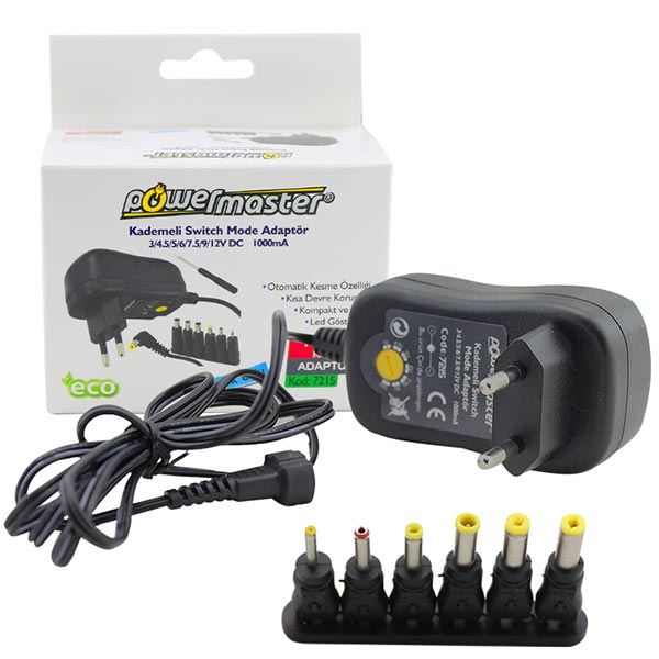 3 VOLT - 12 VOLT - 1 AMPER 30W AYARLI SWITCH MODE ADAPTÖR (5271)