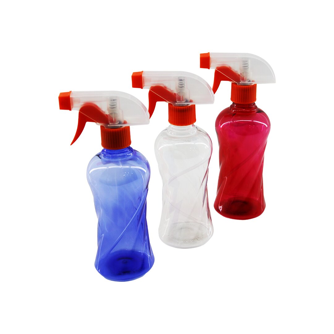 350ML RENKLİ ŞEFFAF UZUN - PLASTİK - BURGULU BOŞ SPREY PÜSKÜRTÜCÜ ŞİŞE (5271)