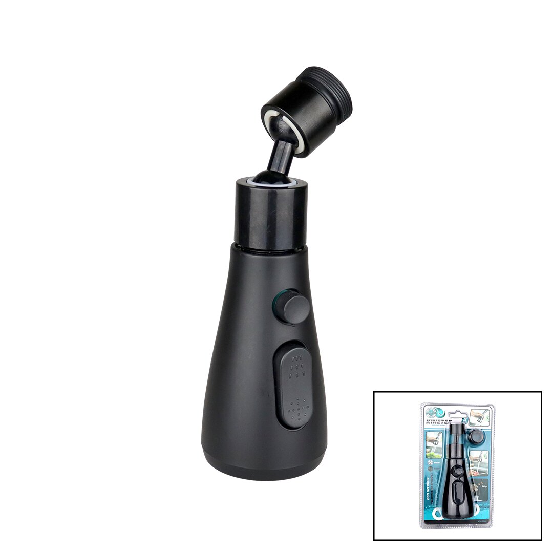 360 DERECE DÖNEBİLEN- 3 MOD  SİYAH YAĞMUR PÜSKÜRTME BORULU KUBAR MUSLUK UCU KTX-3289 (5271)