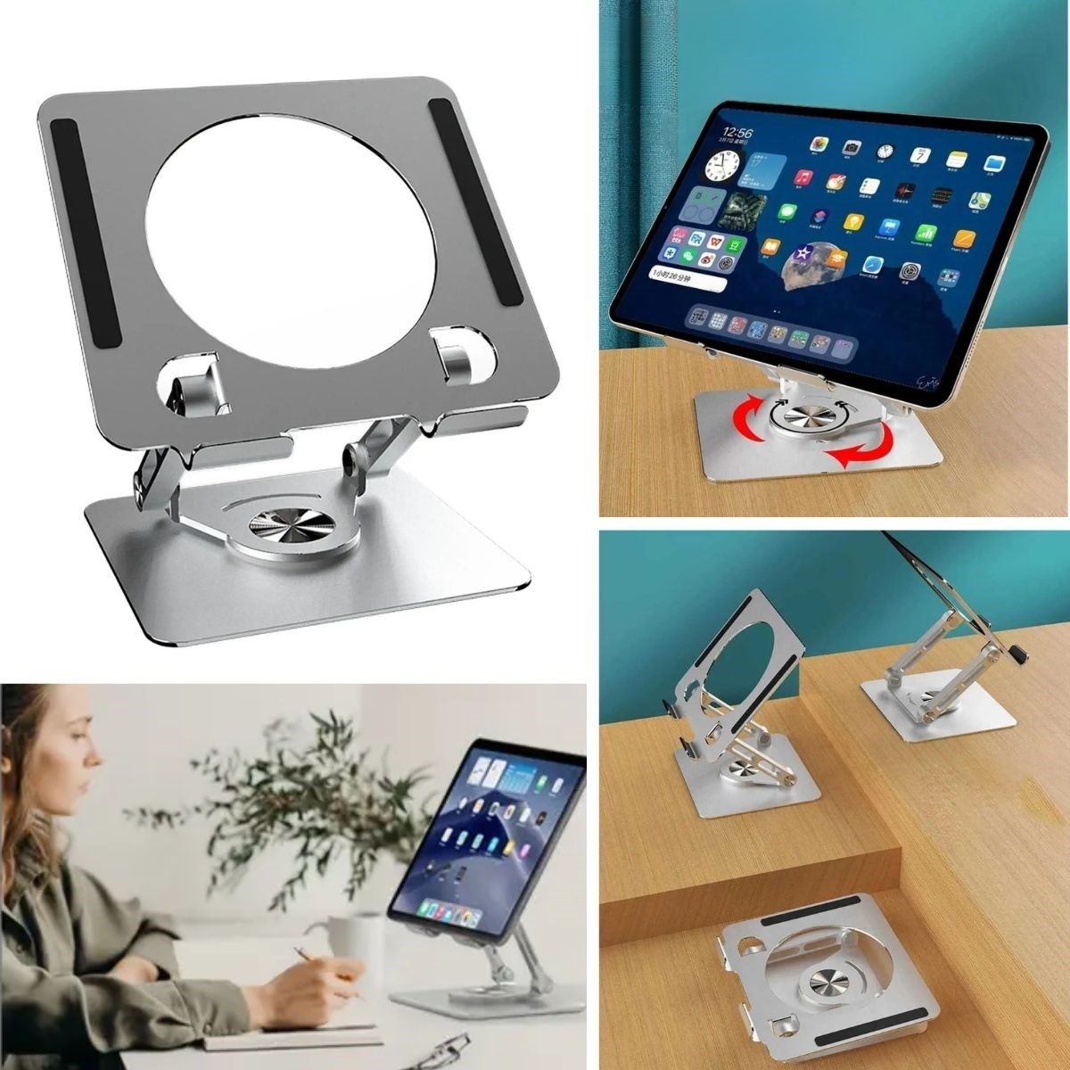 360 Derece Dönebilen Yükseltilmiş Masaüstü Ayarlanabilir  Metal Tablet Standı (5271)