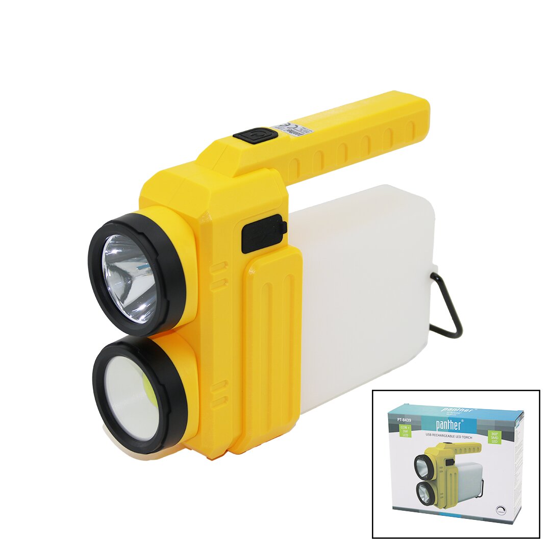 3İN 13W+COB LED+360°SMDEL FENERİ USB ŞARJ POWERBANK 1500LM IŞIK AYARI GÜN IŞIK - BEYAZ METAL ASKI+B42 PT-8439 (5271)