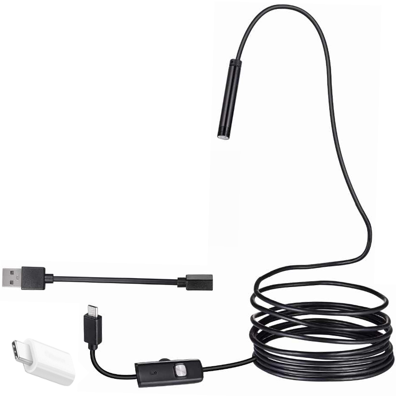 3IN1 MICRO USB+TYPE-C+USB A) ANDROID UYUMLU 8 MM IŞIKLI 5 METRE ENDOSKOP YILAN KAMERA (5271)
