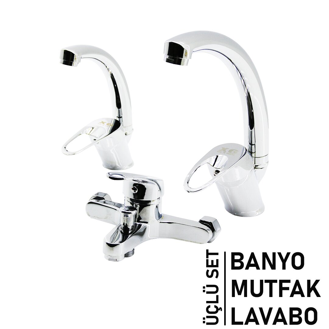 3LÜ SET   BANYO - EVYE MUTFAK - LAVABO   AÇ KAPA  MİX BATARYA MUSLUK (5271)