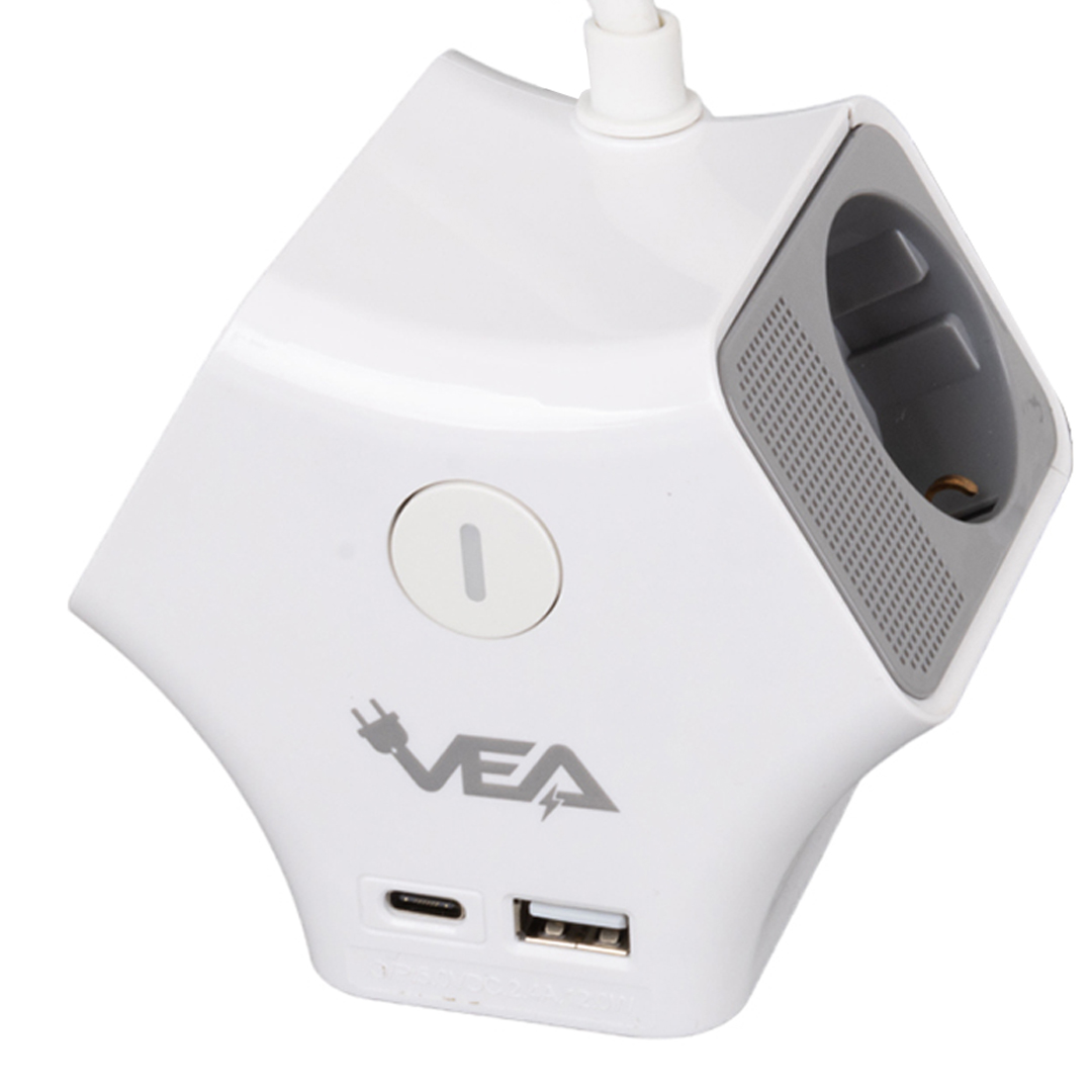 3LÜ USB+ TYPE-C GİRİŞLİ ANAHTARLI 1.5 METRE GRUP PRİZ VE-G903YC (5271)