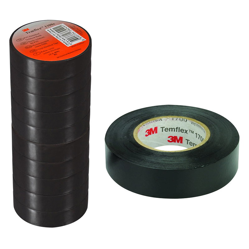 3M TEMFLEX 1300E PVC İZOLE BANT SİYAH 10LUK PAKET 0.13MM X 19MM X 0.13MM (5271)