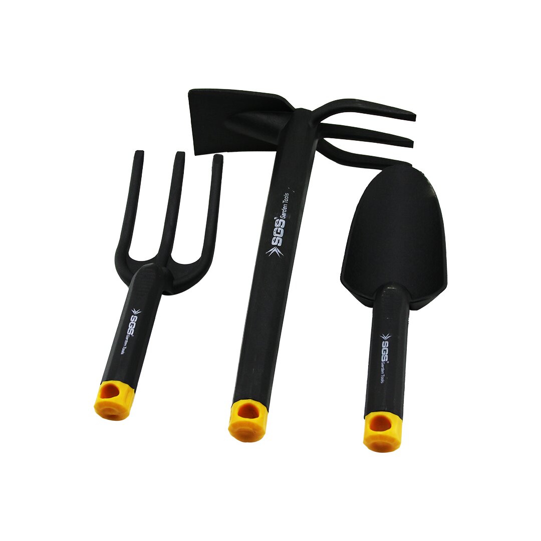 3PCS PLASTİK SİYAH ÇAPA BAHÇE SETİ TIRMIK - ÇAPA - KÜREK (5271)
