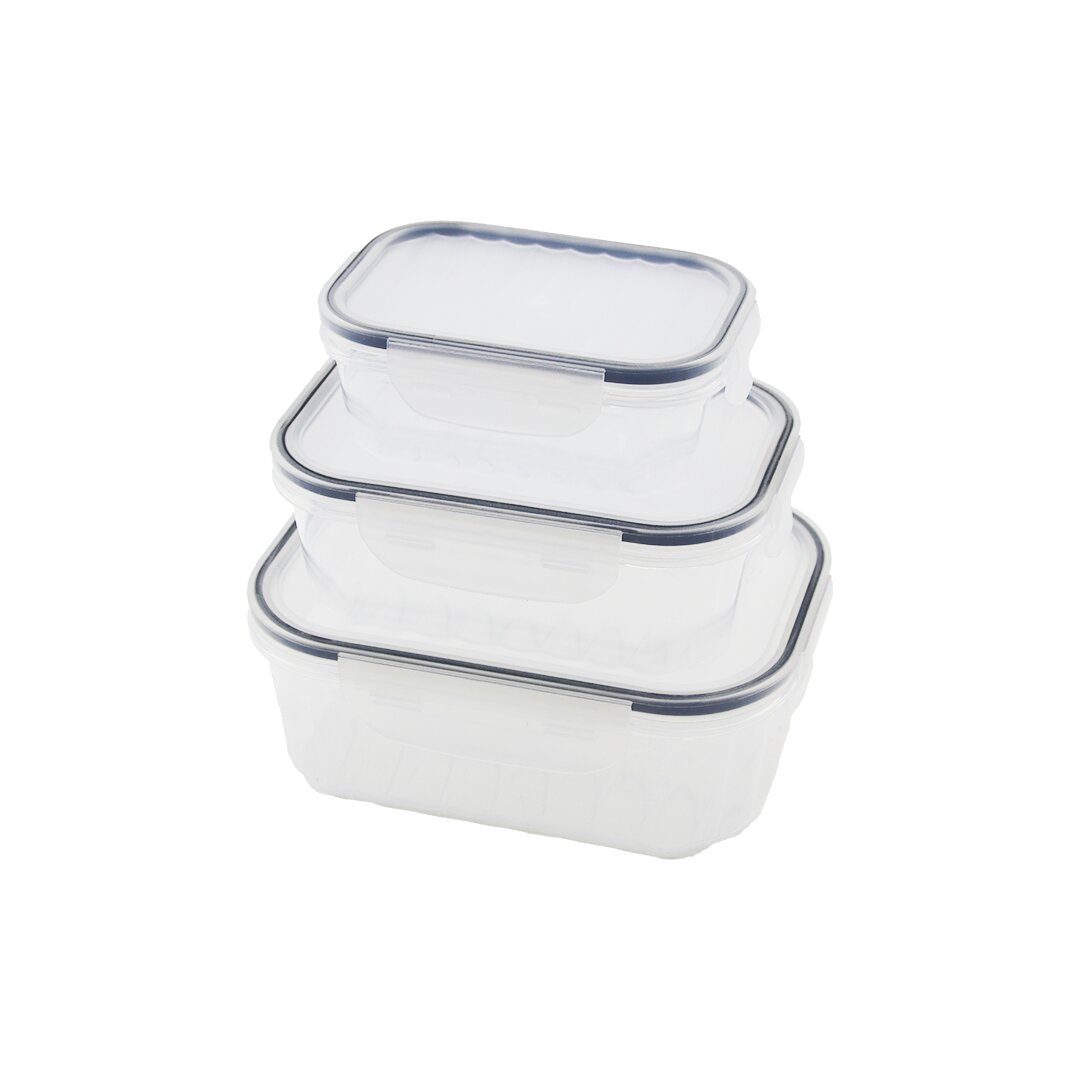 3PCS QUİCK SIZDIRMAZ SAKLAMA KABI SETİ ŞEFFAF KAP - BUĞULU-CONTALI KAPAK  500-1000-1700ML (5271)