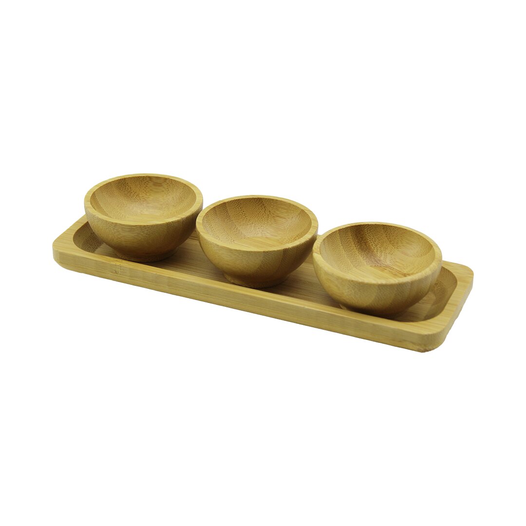 3PCS - SUNUM TEPSİLİ   MİNİ - ÇAP: 6CM  AHŞAP BAMBU LOKUMLUK - ÇEREZLİK KASE (5271)
