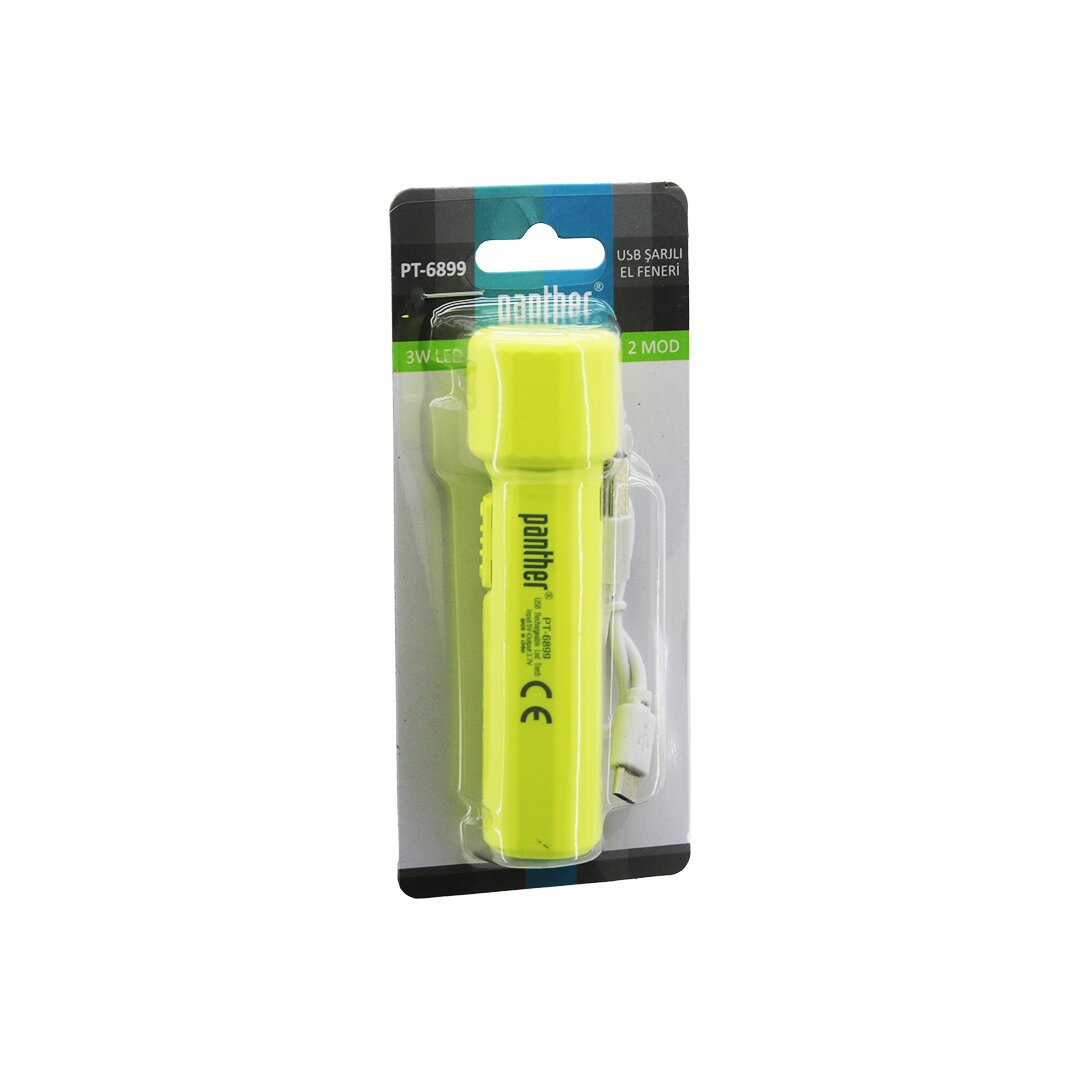 3W   USB ŞARJLI   MİNİ  EL FENERİ  2 MOD IŞIK - MAX: 500 LUMEN - 500 mAh PİL PT-6899 (5271)
