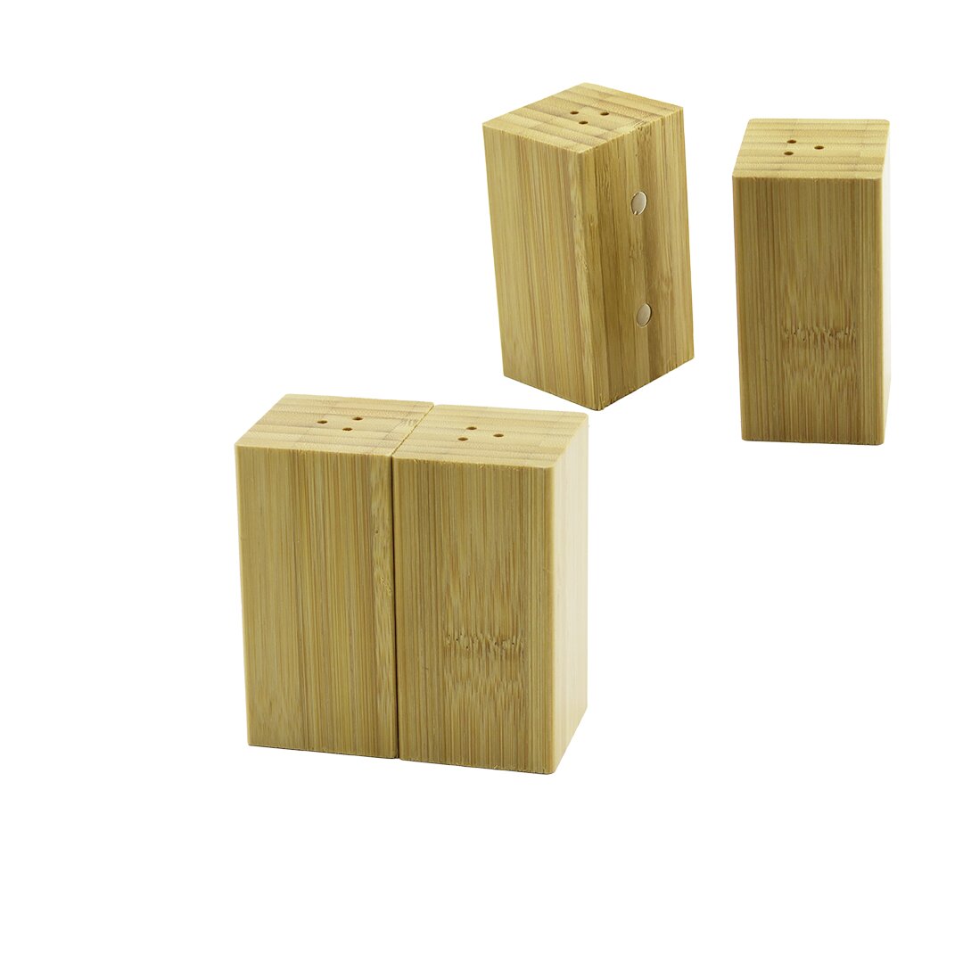 4.5X5CM--Y:9CM   2PCS   MIKNATISLI İKİZ   AHŞAP BAMBU  BAHARATLIK - TUZLUK (5271)