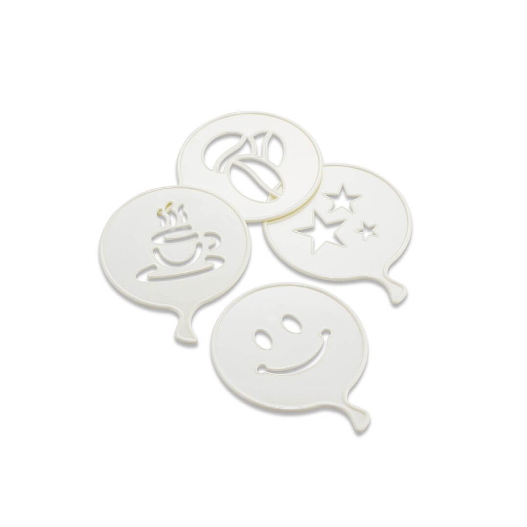 4 PCS SÜSLEME ŞABLONU PLASTİK KAHVE FİNCAN - YILDIZ - GÜLEN YÜZ - PALYAÇO (5271)