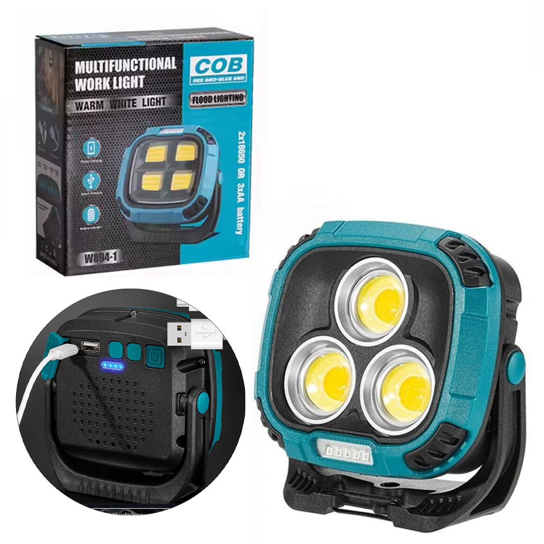 4000K - 7000K - KIRMIZI 3 COB LEDLİ 30 WATT ÇOK FONKSİYONLU ÇALIŞMA LAMBASI (POWERBANK) (5271)