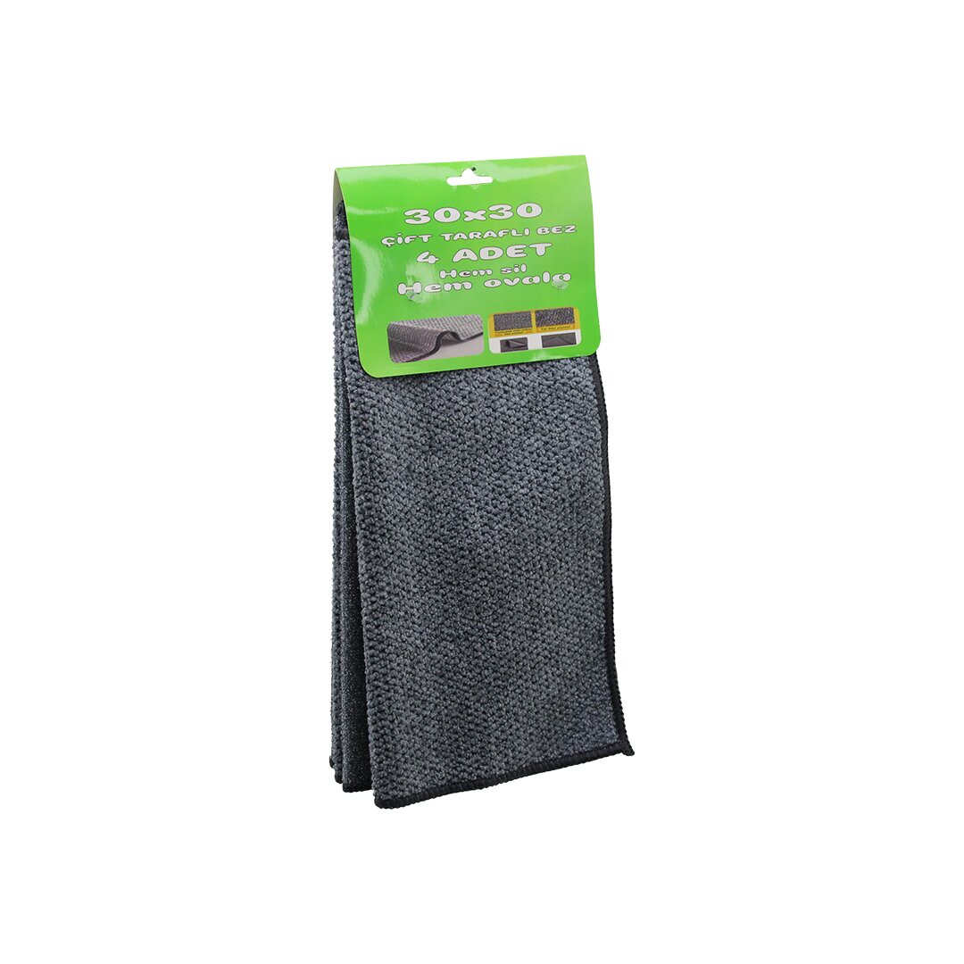 4PCS   30X30CM   ÇİFT TARAFLI=MİKROFİBER - TEL BEZ   ZOR KİR  BEZİ  HEM SİL - HEM OVALA (5271)
