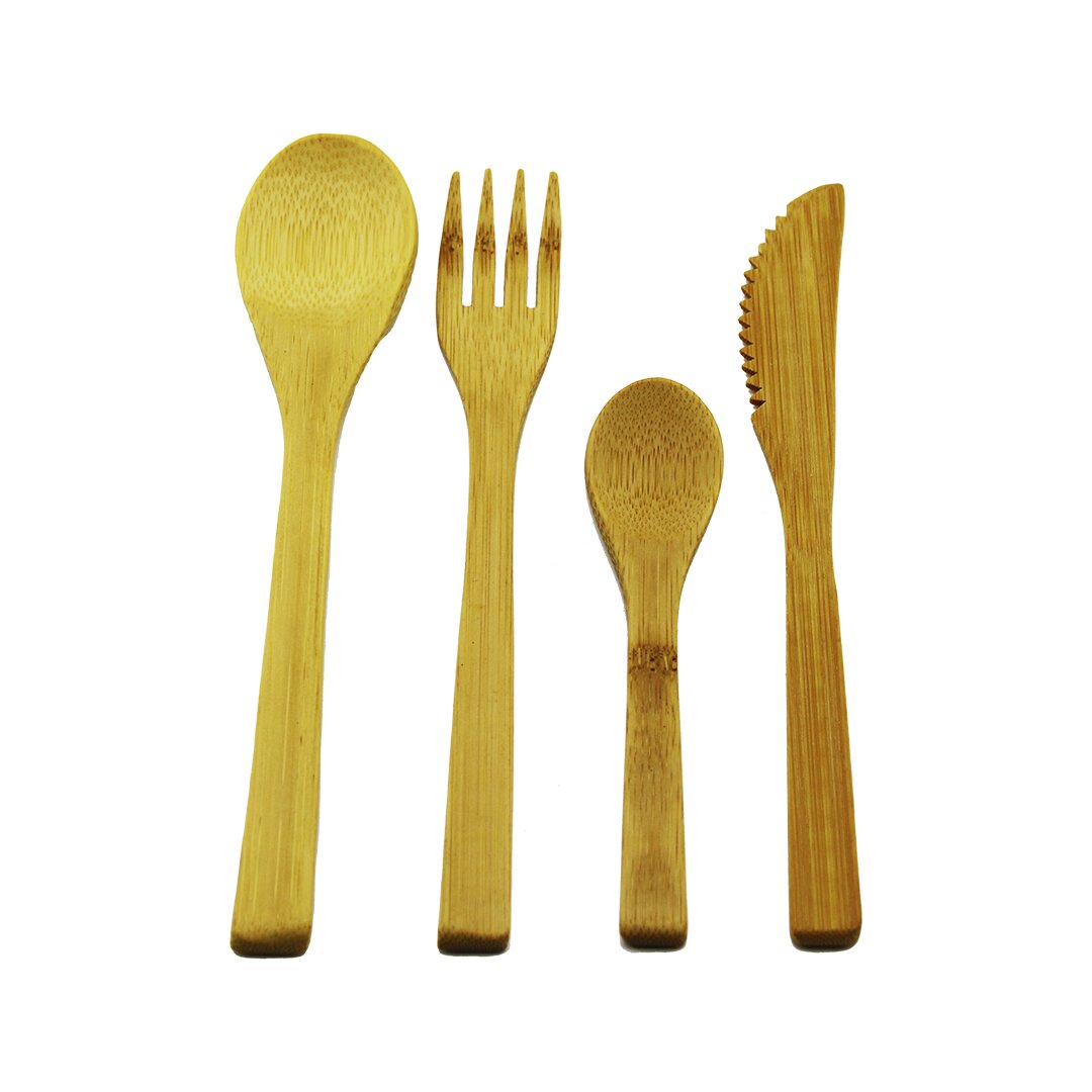 4PCS  AHŞAP BAMBU MUTFAK SETİ  2 KAŞIK - ÇATAL - BIÇAK (5271)