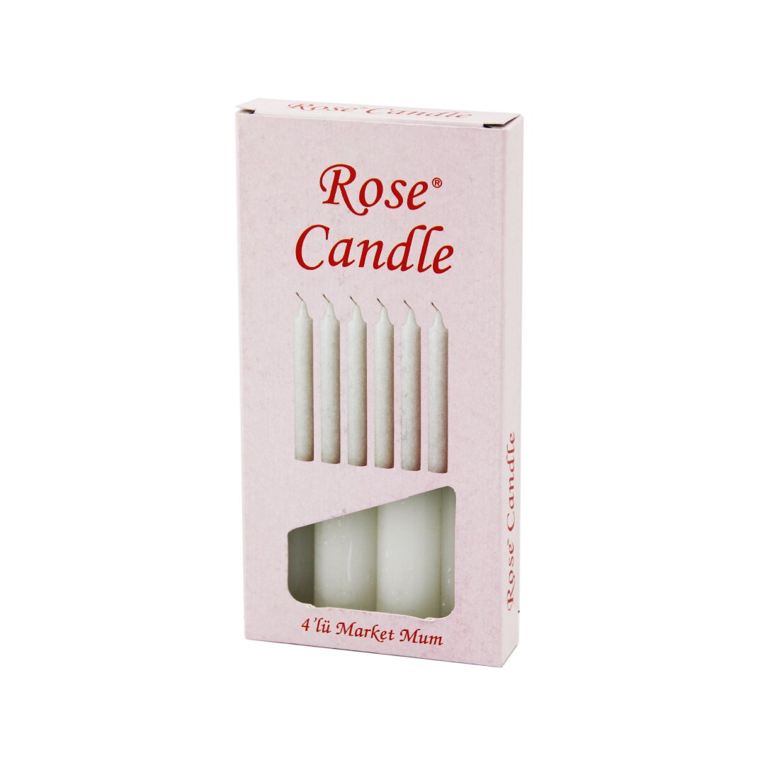 4PCS - KALIN   ÇAP=2CM - UZUNLUK=15CM     BEYAZ KLASİK  MARKET MUM (5271)