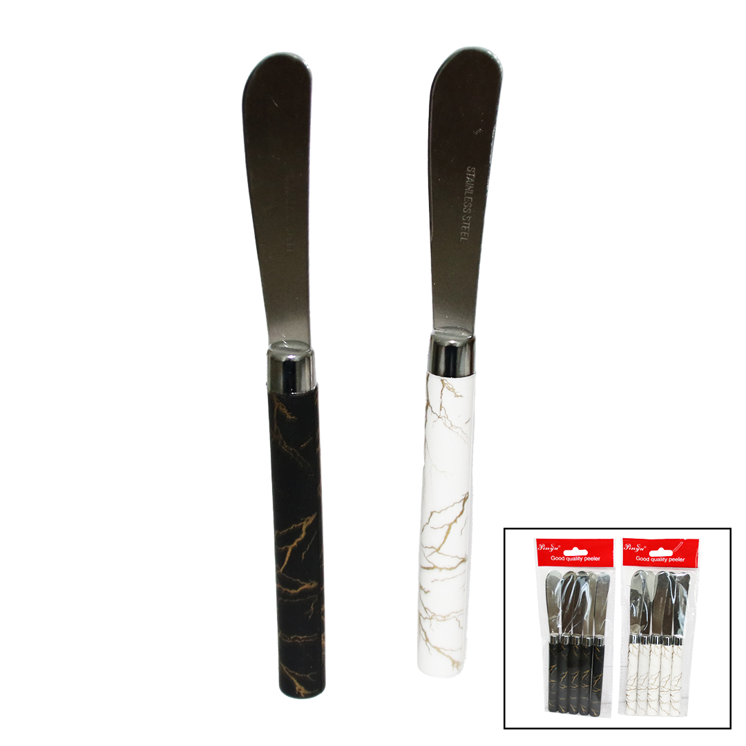 5 PARÇA  UZUN KAHVALTI BIÇAK - MERMER DESEN SAPLI 16.5 cm (5271)