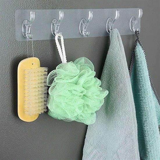 5&apos;li Güçlü Yapışkanlı Şeffaf Duvar Askısı Banyo Mutfak Düzenleyici Pratik Askılık (5271)