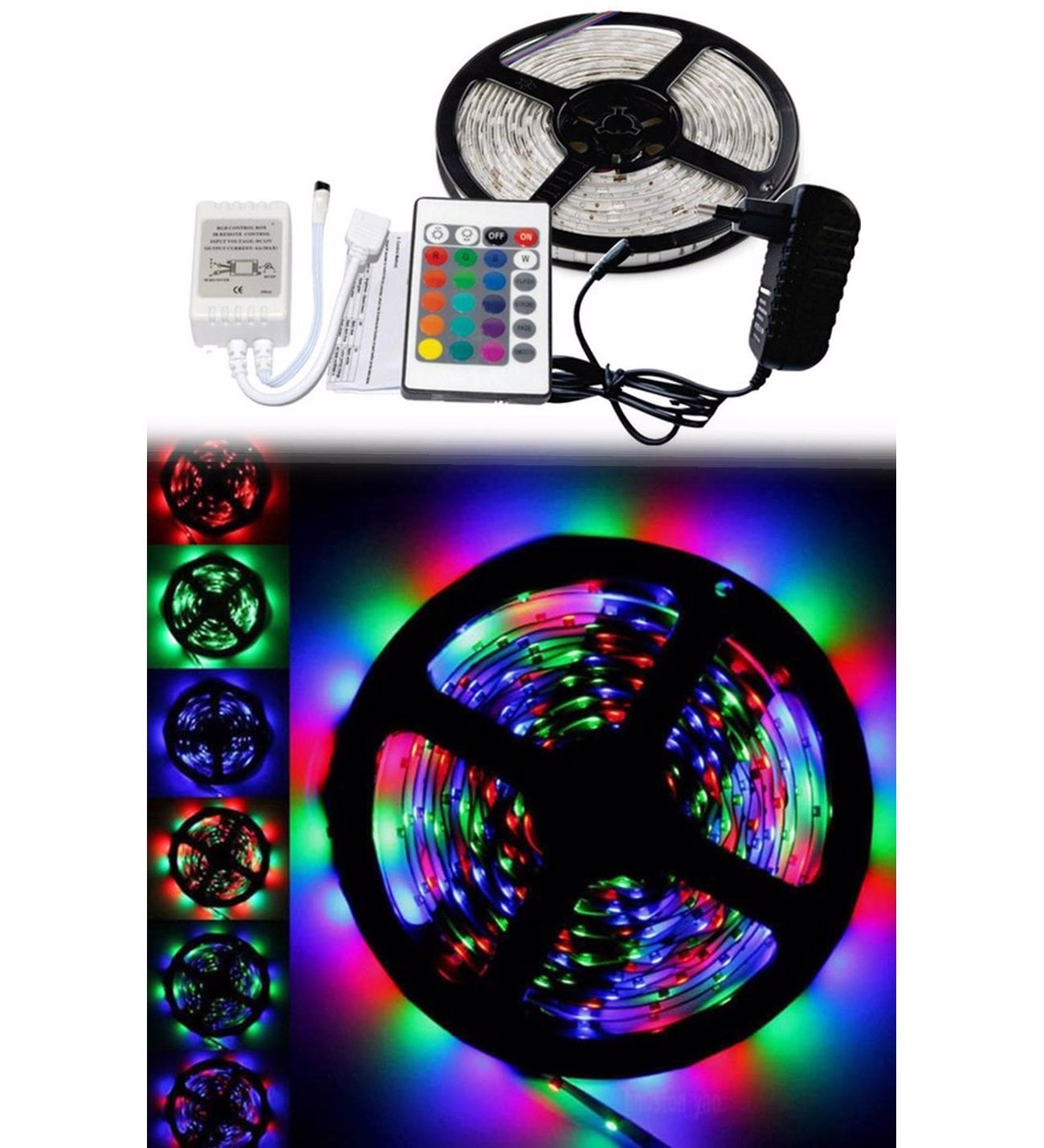 5 Metre Rgb Şerit Led Seti-İç ve Dış Mekan Silikonlu-Tak Çalıştır (5271)