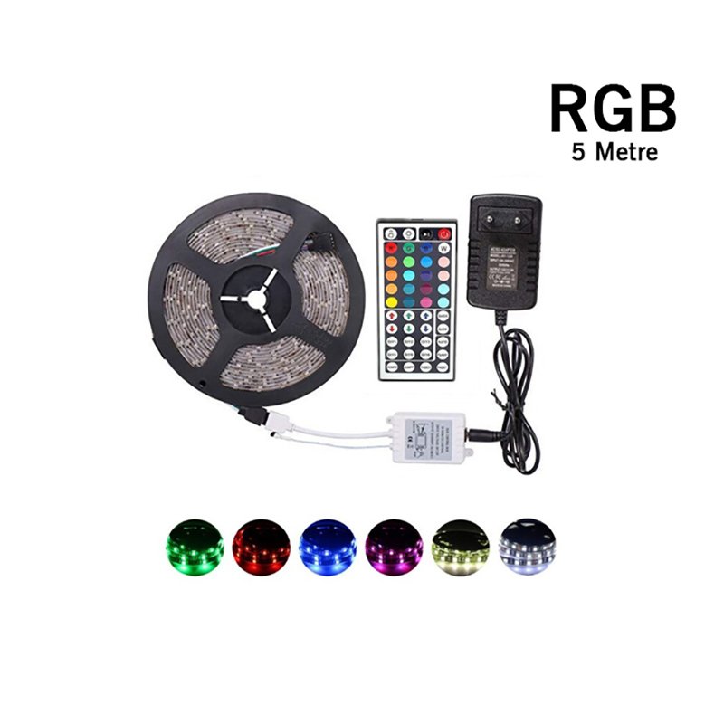 5 Metre Rgb Şerit Led Seti-İç ve Dış Mekan Silikonlu-Tak Çalıştır (5271) 5 Metre Rgb Şerit Led Seti-İç ve Dış Mekan Silikonlu-Tak Çalıştır (5271)