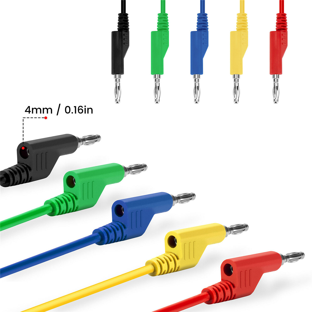 5 RENKLİ 1 METRE 1000V - 19A MULTIMETRE TEST UÇLARI KABLO KİTİ (5271)
