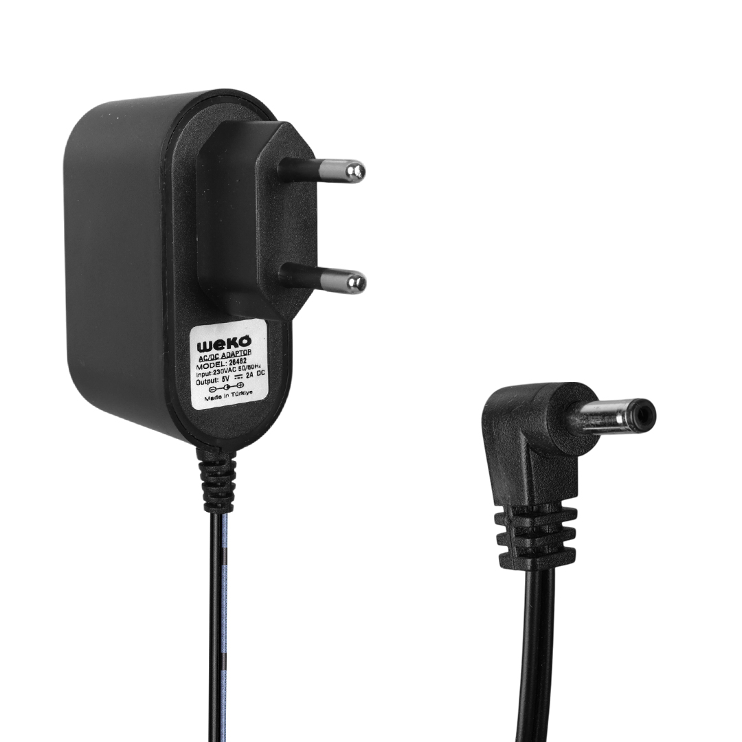 5 VOLT - 2 AMPER 3.5*1.35 UÇLU PLASTİK KASA PRİZ TİPİ ADAPTÖR (5271)