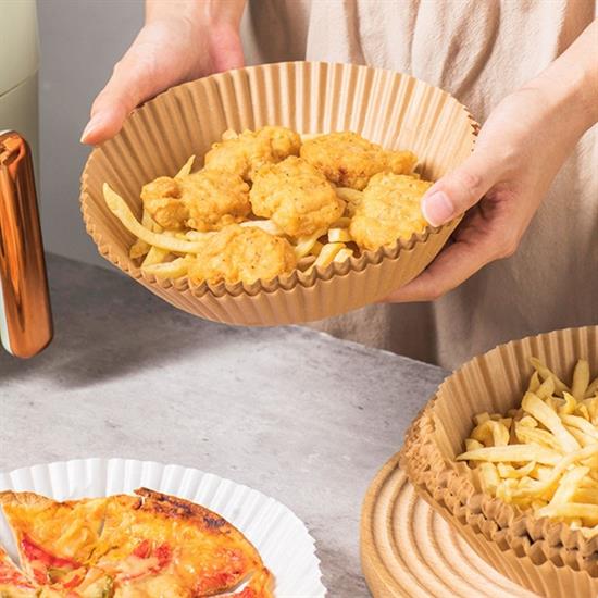 50 Adet Air Fryer Pişirme Kağıdı Tek Kullanımlık Yağ Geçirmez Yuvarlak Tabak Model PVC (5271)