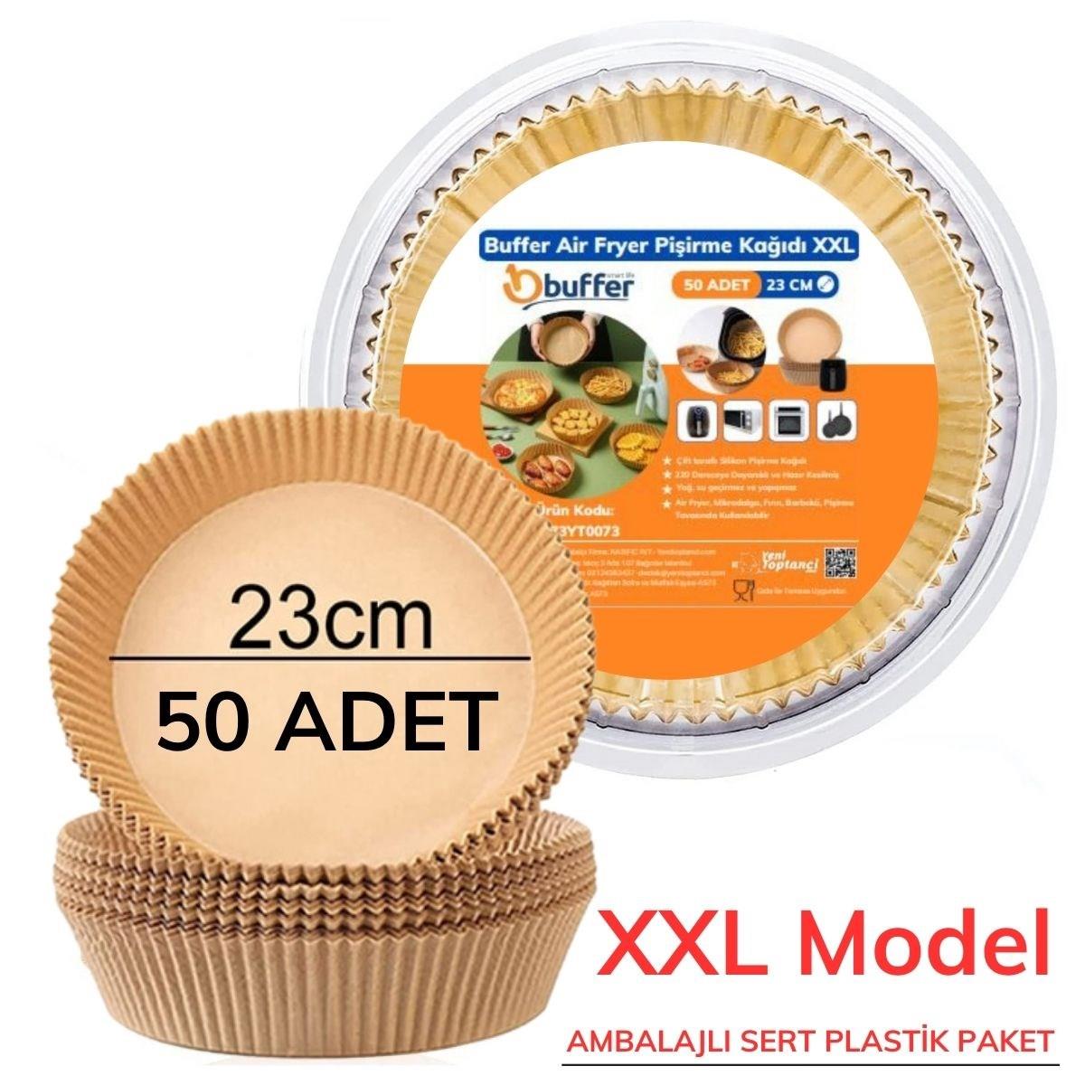 50 Adet Air Fryer Pişirme Kağıdı Tek Kullanımlık  23 Cm Yuvarlak Pişirme Kağıdı XXL PVC li (5271)