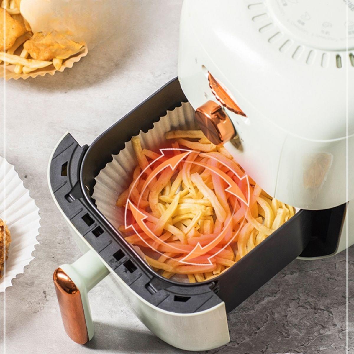 50 Adet Air Fryer Pişirme Kağıdı Tek Kullanımlık  23 Cm Yuvarlak Pişirme Kağıdı XXL PVC li (5271)