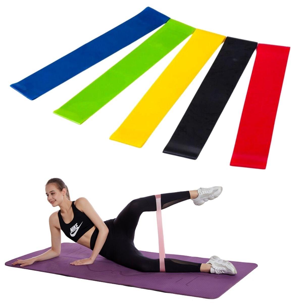 5li Egzersiz Direnç Bant Seti Pilates Crossfit Ekipmanları (5271)