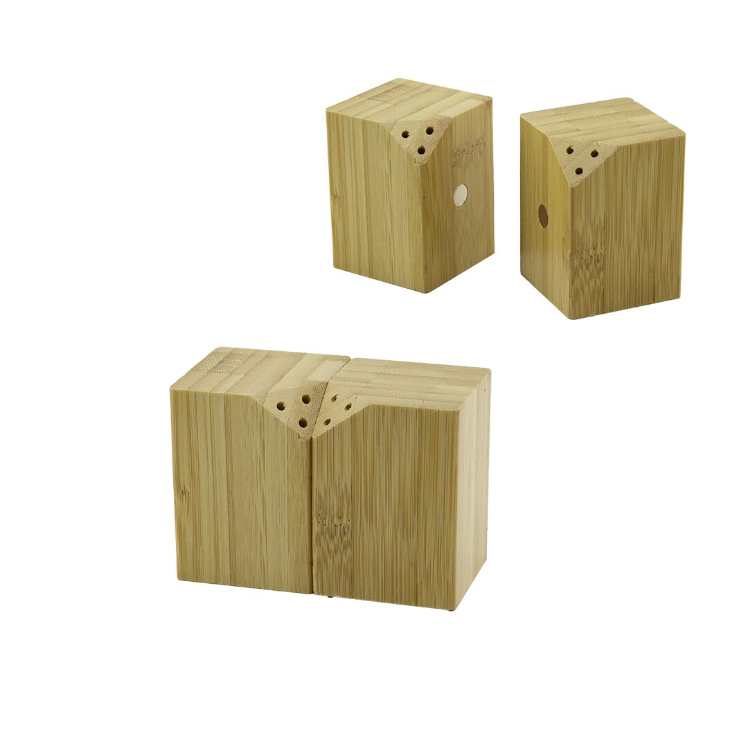5X5CM--Y:7CM   2PCS   MIKNATISLI İKİZ   AHŞAP BAMBU  BAHARATLIK - TUZLUK (5271)