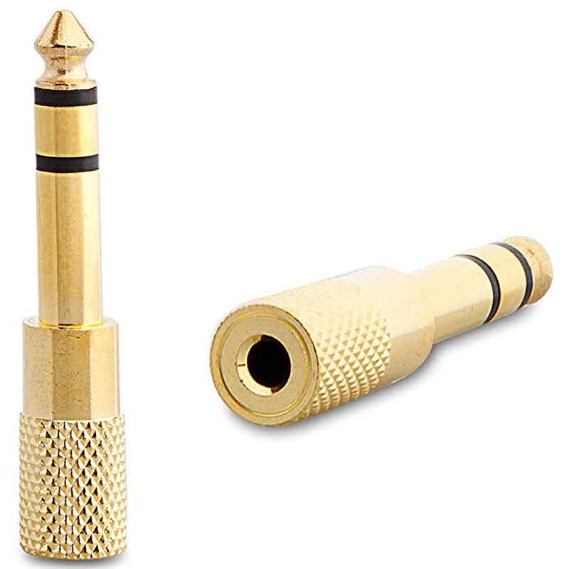 6.3 MM STEREO ERKEK / 3.5 MM STEREO DİŞİ SARI METAL GOLD JACK FİŞ ÇEVİRİCİ (5271)