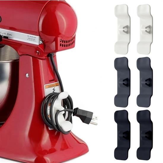 6&#39;lı Pratik Kablo Toparlayıcı Yapışkanlı Klips Mutfak Air Fryer Kettle Kahve Tost Makinası (5271)