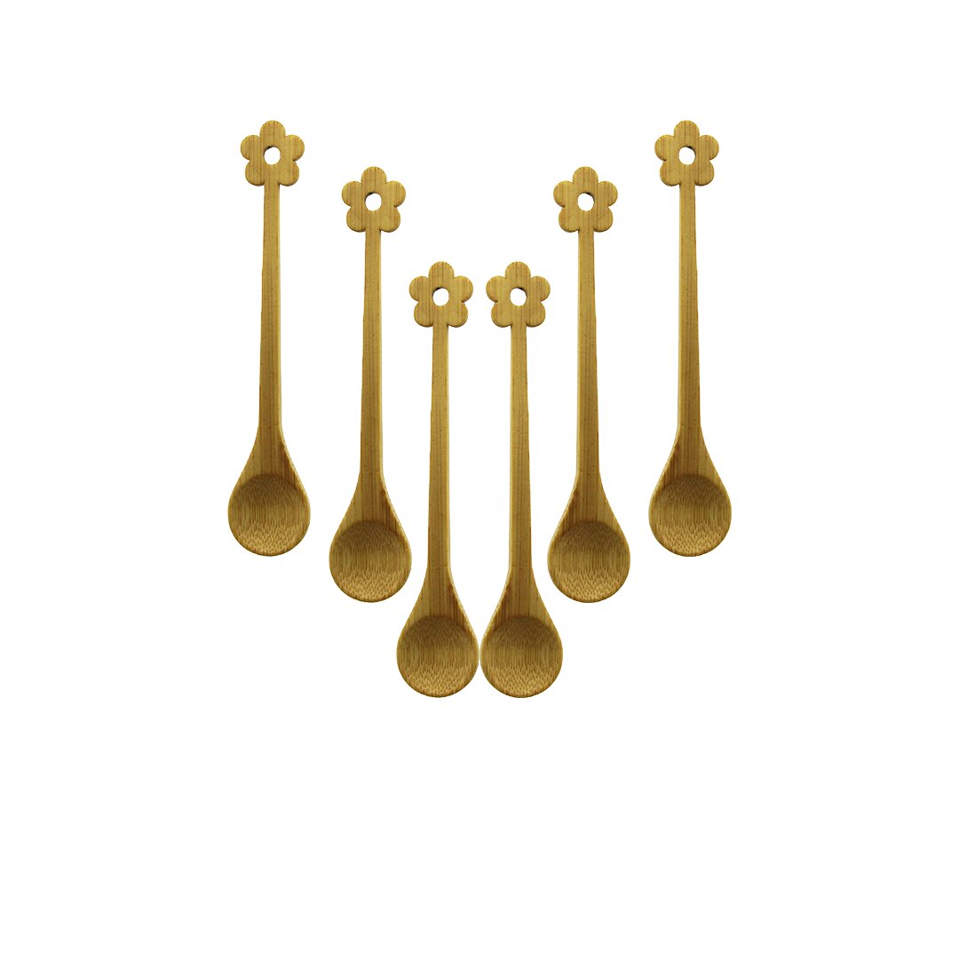 6 PCS   MİNİ   BAMBU AHŞAP KAŞIK   14.5CM (5271)