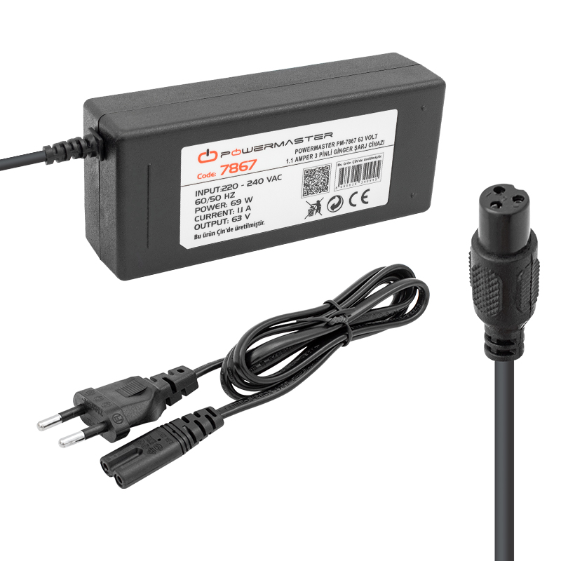 63 VOLT- 1.1 AMPER 69 WATT MASAÜSTÜ 3 PİNLİ GİNGER ŞARJ CİHAZI (5271)