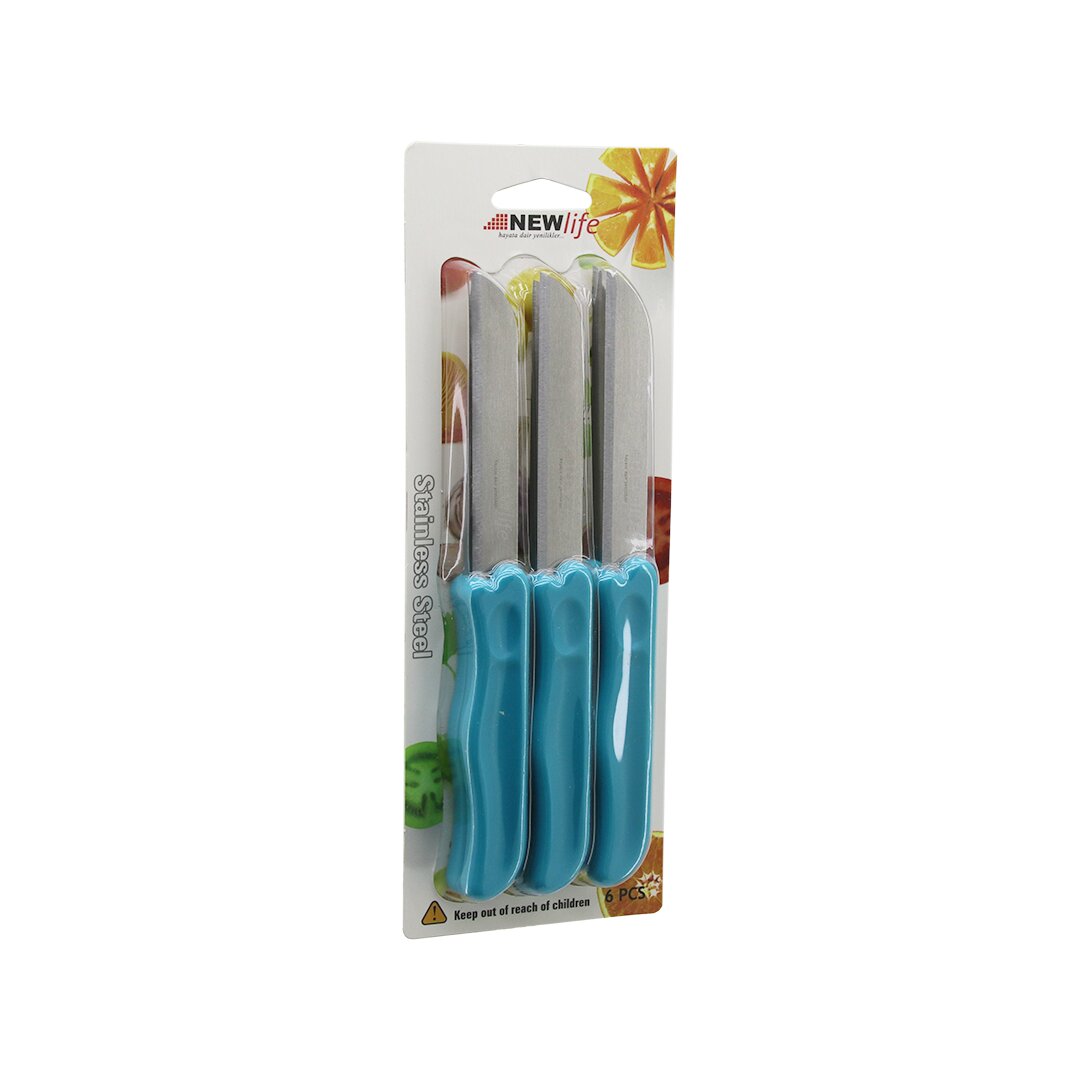 6PCS  MEYVE  BIÇAK  RENKLİ PLASTİK SAPLI (5271)