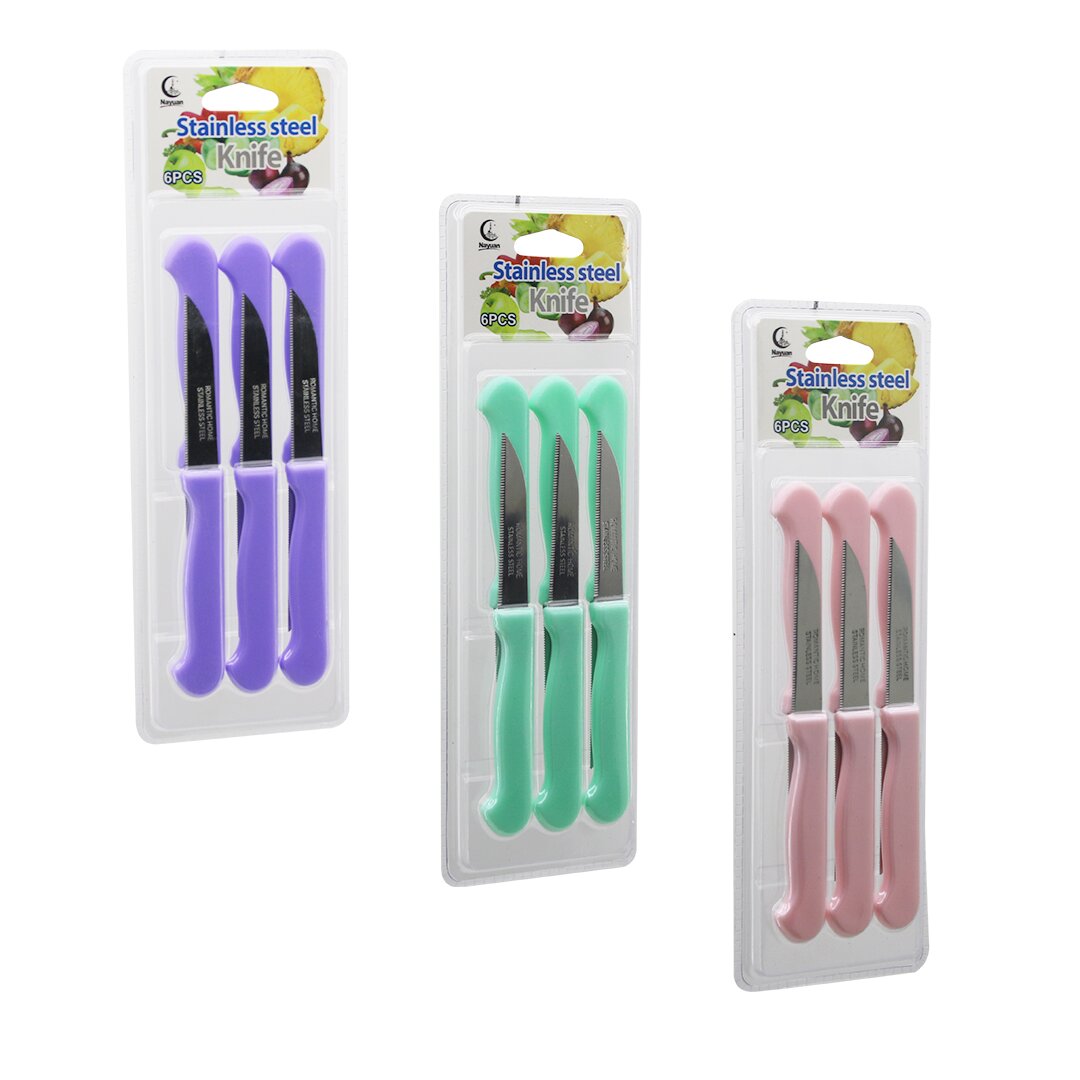 6PCS MEYVE BIÇAK  RENKLİ PLASTİK SAPLI   VAKUMLU AMBALAJ   BRKT-806155 (5271)