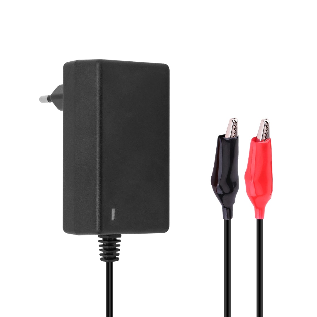 7.2 VOLT - 1 AMPER KROKODİL UÇLU PRİZ TİP KIRMIZI YEŞİL LEDLİ YERLİ ÜRETİM AKÜ ŞARJ ADAPTÖRÜ (OUT:6V1A) (5271)
