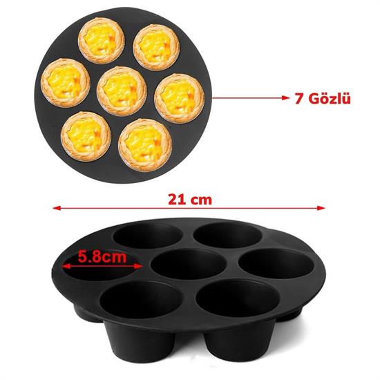 7 Gözlü Silikon Çok Amaçlı Airfryer Muffin Cupcake Kek ve Çörek Pişirme Kalıbı (5271) 7 Gözlü Silikon Çok Amaçlı Airfryer Muffin Cupcake Kek ve Çörek Pişirme Kalıbı (5271)