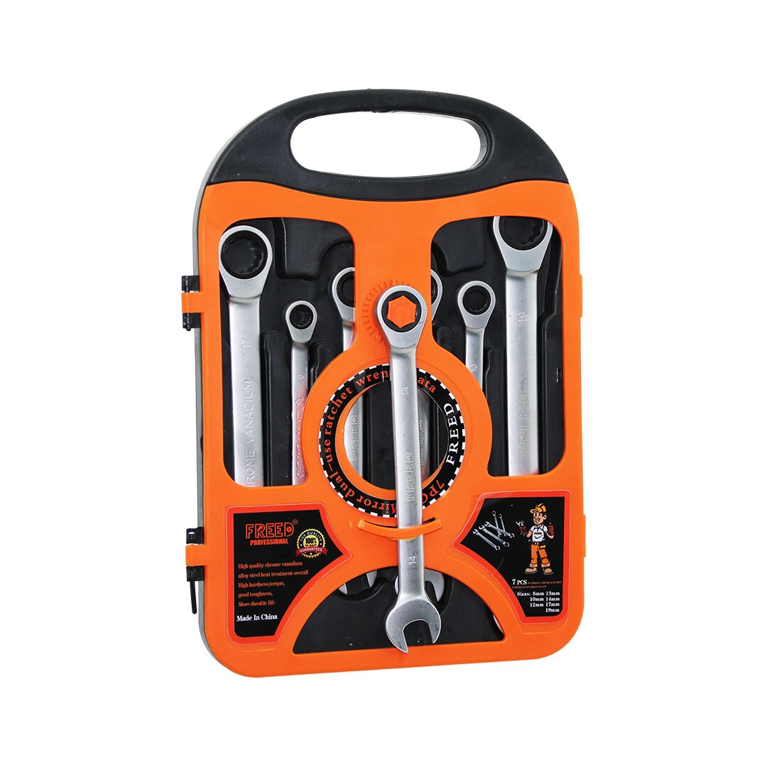 7 PCS CIRCIR KOMBİNE ANAHTAR SETİ 8-10-12-13-14-17-19MMPLASTİK TAŞIMA ÇANTALI (5271)