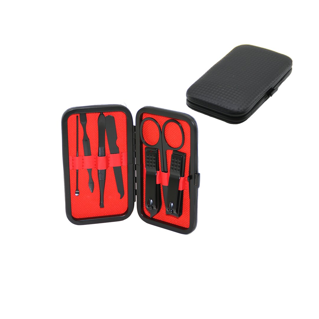 7 PCS - SİYAH MANİKÜR - PEDİKÜR SETİ SİYAH CÜZDAN MODELİ ÇANTALI (5271)