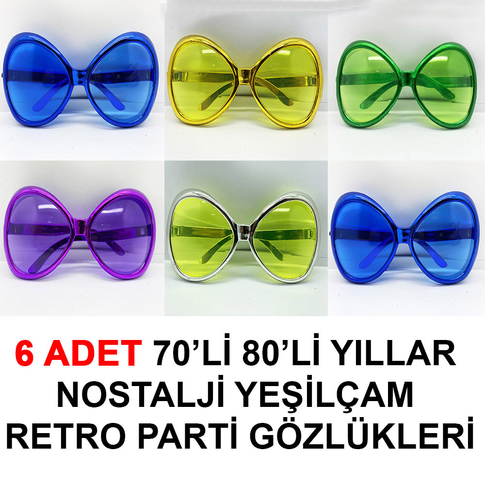 70li 80li Yıllar Nostalji Yeşilçam Retro Parti Gözlükleri 6 Adet (5271)