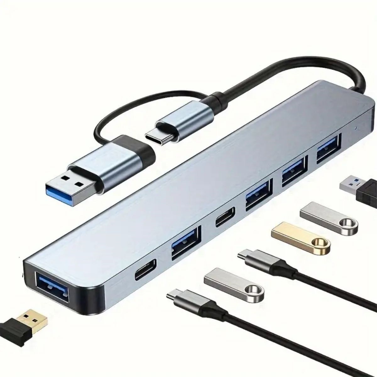 8 in 1 Usb Çevirici Notebook Macbook Type-C Uyumlu Görüntü Aktarıcı Hub (5271)