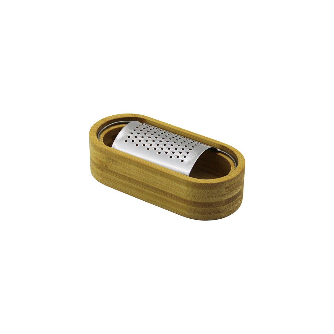 AHŞAP BAMBU HAZNELİ YATAY - OVAL METAL BOMBELİ MEYVE RENDESİ 7 X 15.5CM (5271)
